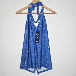 NEW Katherine Way Red / White / Blue‎ Tie Neck Women's Top Open Back XS